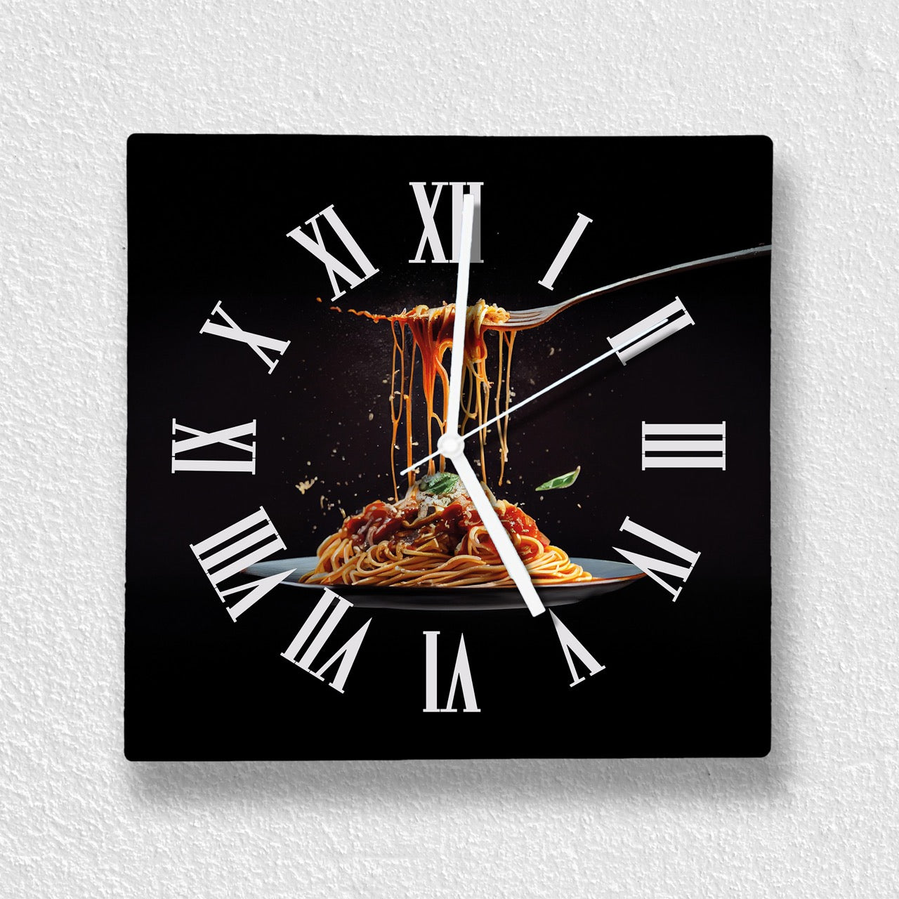 Hochwertige 30cm-Uhren Made in Alzenau Lautlose Uhr MDF Acryl Motiv Spaghetti