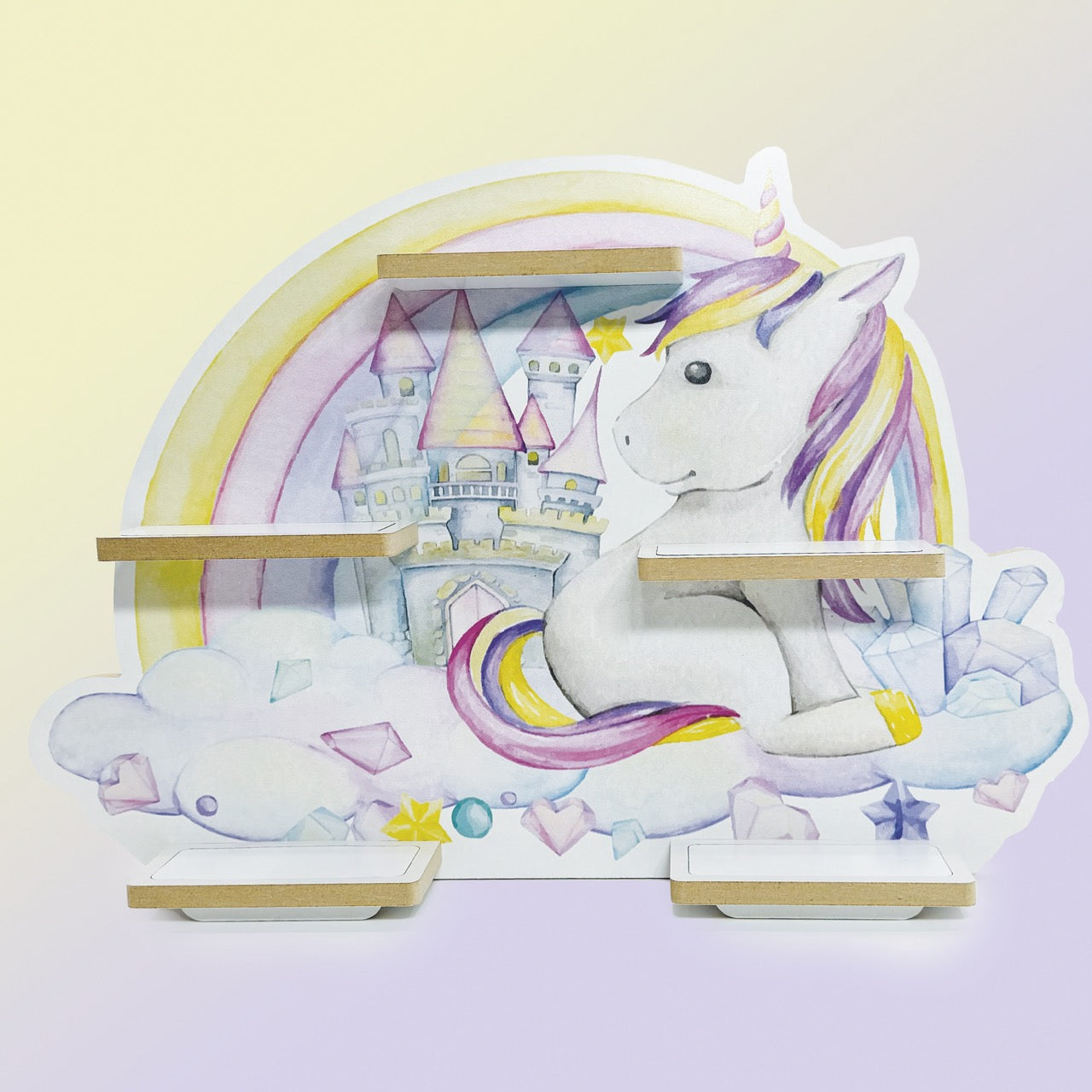 Smagnon Regal für die Toniebox und Tonie Figuren Motiv Ballon-Familie Kinderspielzeug (Einhorn-Schloss)