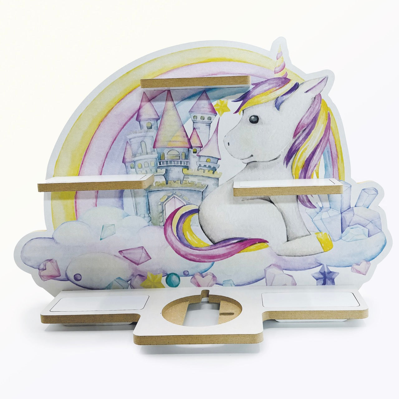 Smagnon Regal für die Toniebox und Tonie Figuren Motiv Ballon-Familie Kinderspielzeug (Einhorn-Schloss)