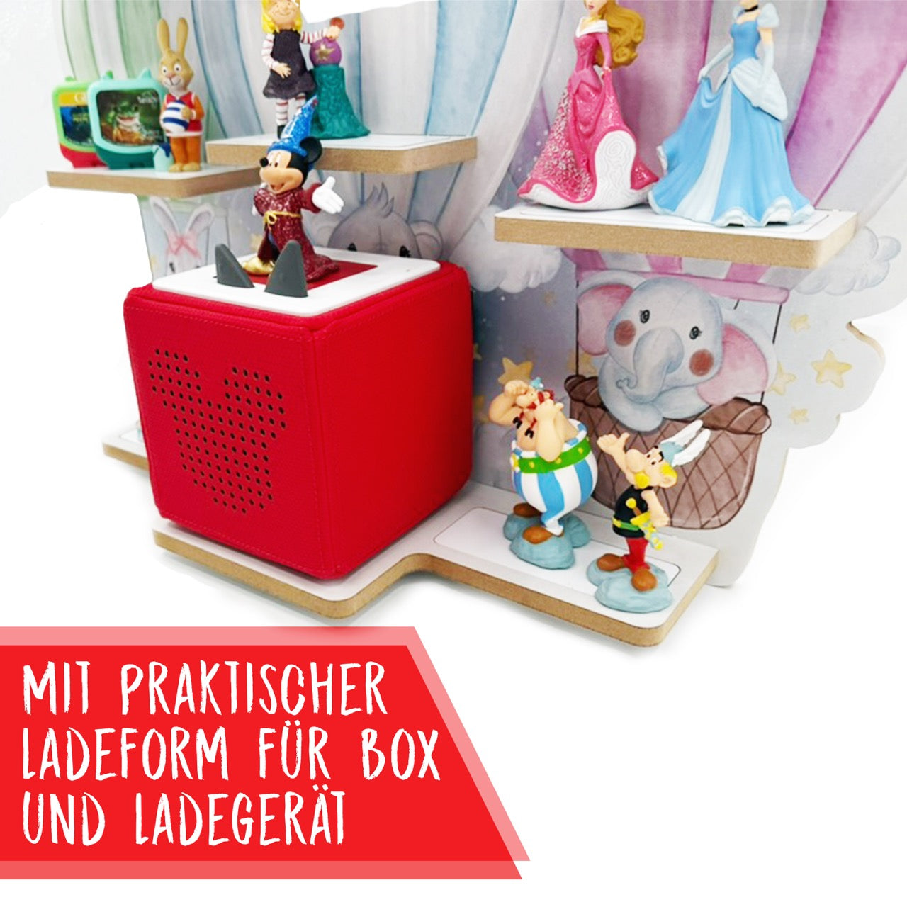 Smagnon Regal für die Toniebox und Tonie Figuren Motiv Ballon-Familie Kinderspielzeug (Ballon-Fahrt)
