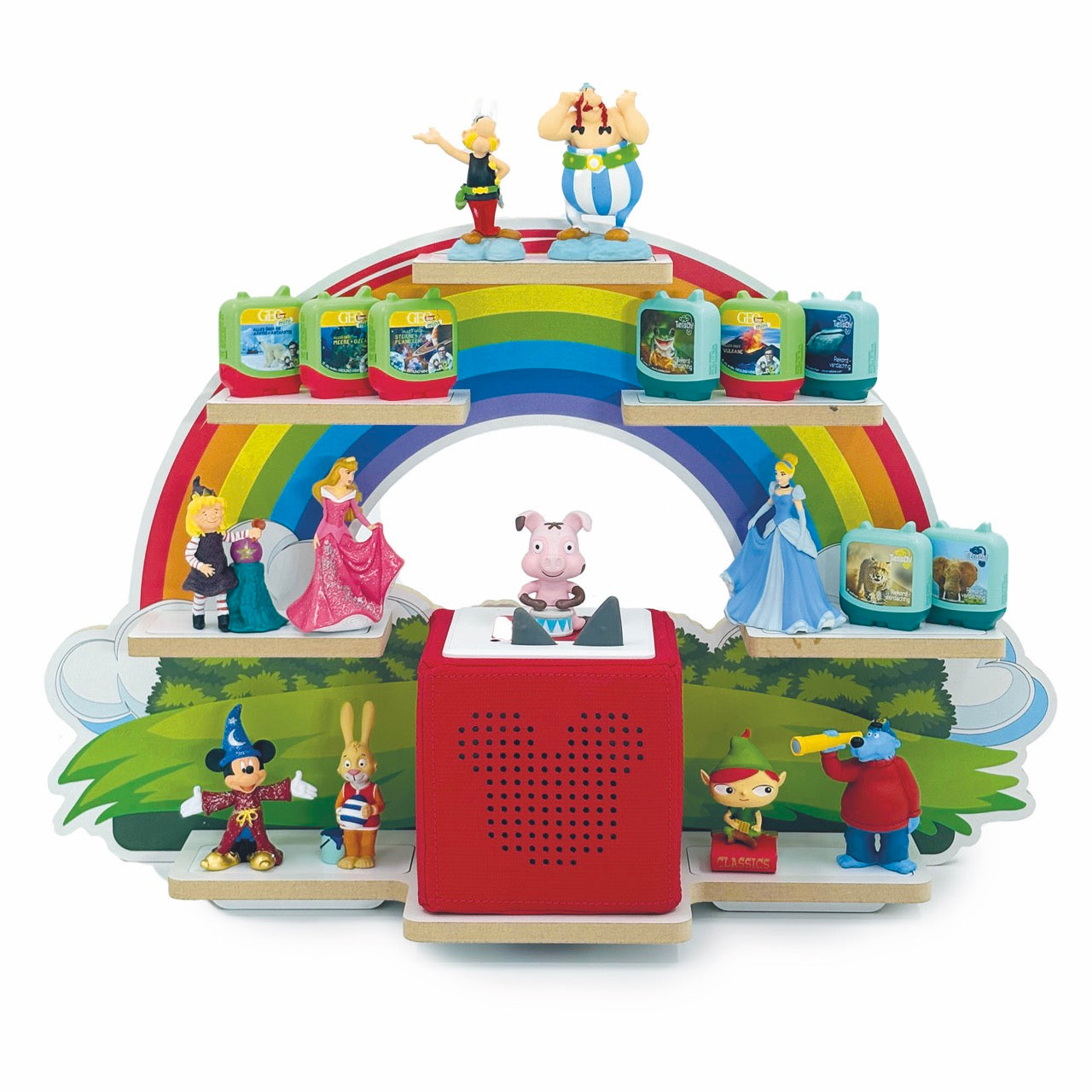 Smagnon Regal fĂŒr die Toniebox und Tonie Figuren Motiv Ballon-Familie Kinderspielzeug (Regenbogen)