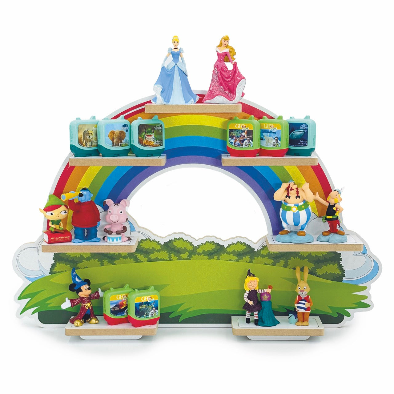 Smagnon Regal fĂŒr die Toniebox und Tonie Figuren Motiv Ballon-Familie Kinderspielzeug (Regenbogen)
