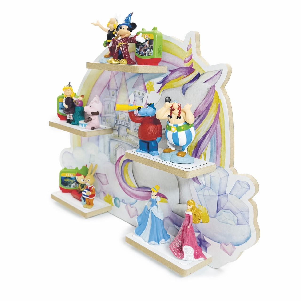 Smagnon Regal für die Toniebox und Tonie Figuren Motiv Ballon-Familie Kinderspielzeug (Einhorn-Schloss)