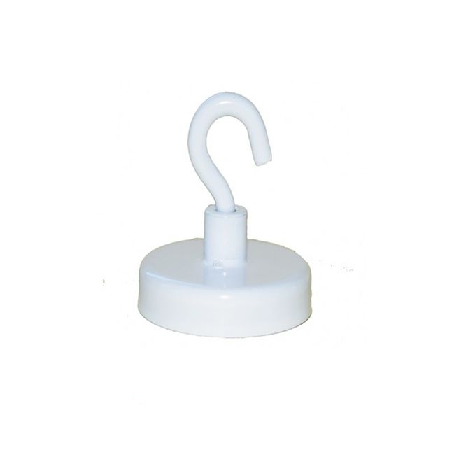 Hakenmagnet Ø 25 mm Neodym weiß - hält 15 kg