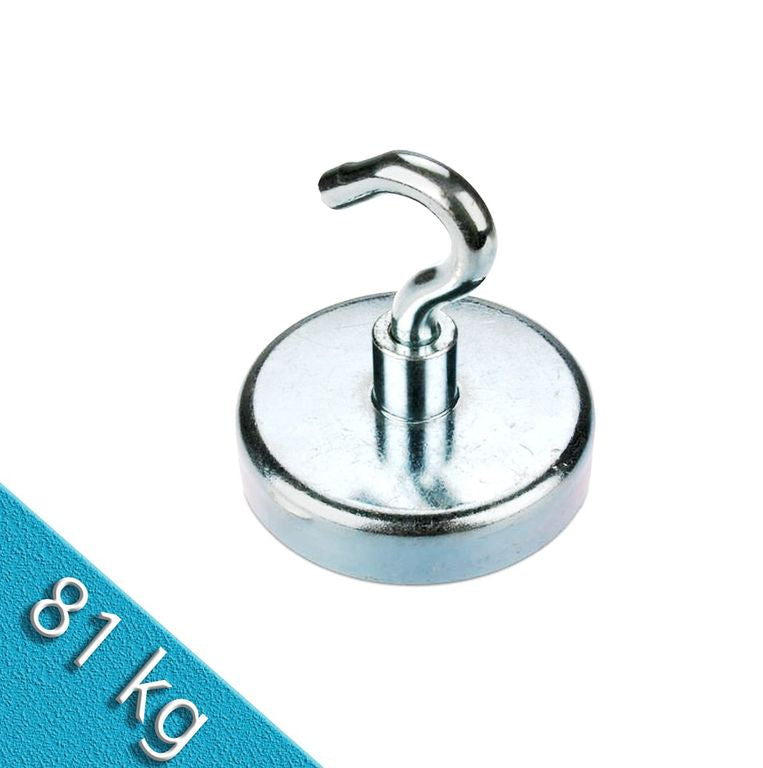 Hakenmagnet Ø 48 mm NEODYM - Zink - hält 81 kg