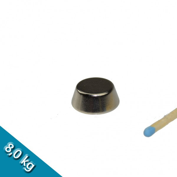 Konusmagnet Ø 20,0/15,0 x 8,0 mm N40 Nickel - hält 8 kg
