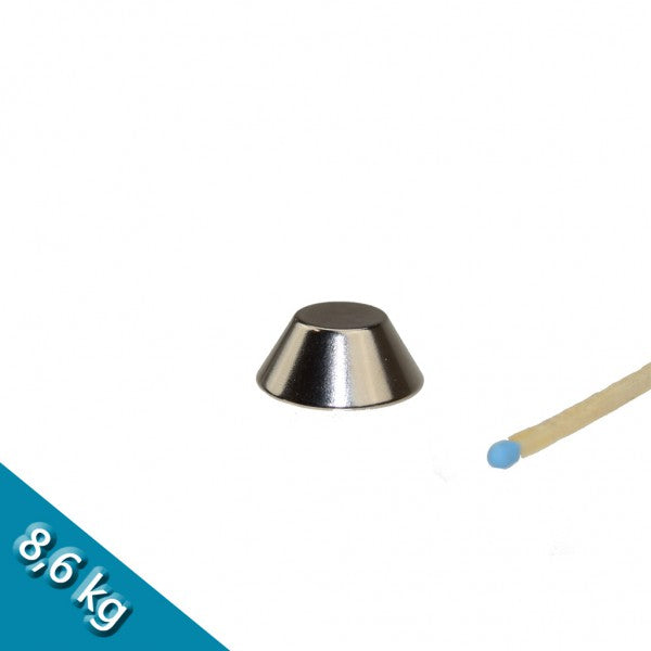 Konusmagnet Ø 25,0/13,0 x 10,0 mm N38 Nickel - hält 8,6 kg