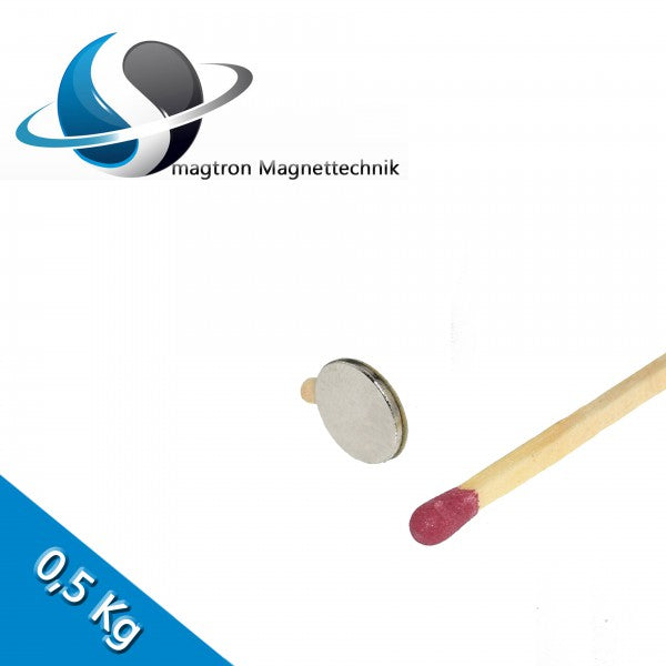 Neodym Scheibenmagnet Ø 10,0 x 1,0 mm N35 Nickel selbsklebend