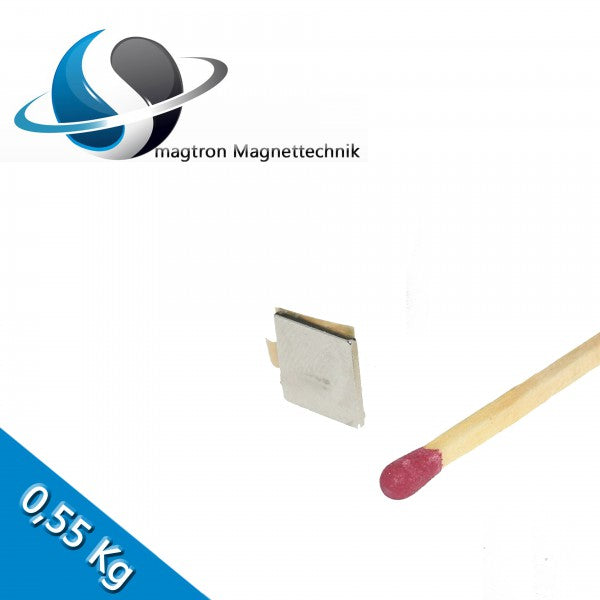 Neodym Quadermagnet 10,0 x 10,0 x 1,0 mm N35 Nickel selbstklebend