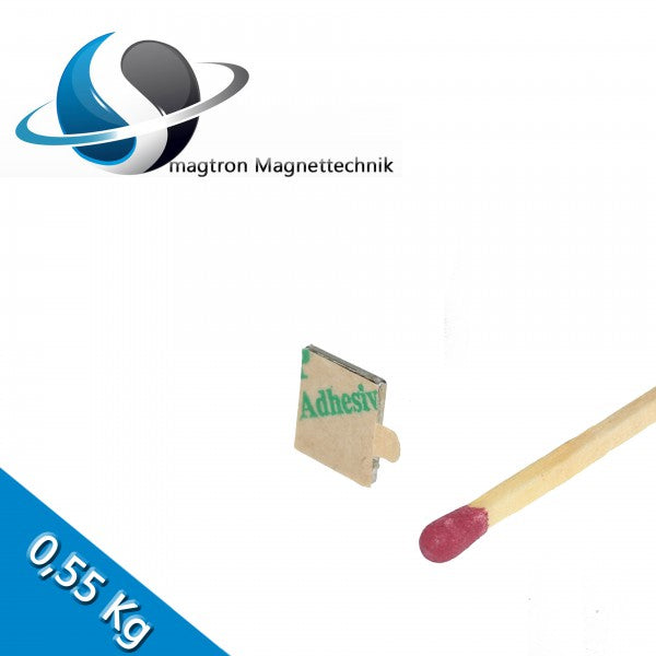 Neodym Quadermagnet 10,0 x 10,0 x 1,0 mm N35 Nickel selbstklebend