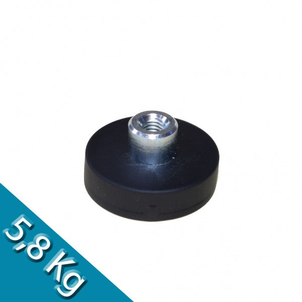 Magnetsystem Ø 22 mm gummiert mit Buchse M4 - hält 5,8 kg