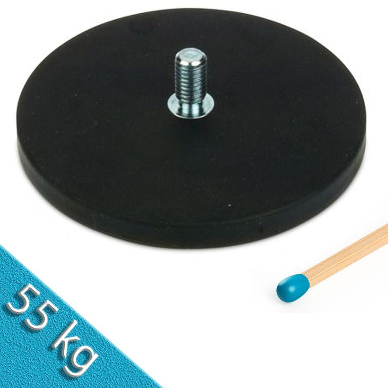 Magnetsystem Ø 88 mm gummiert mit Gewinde M8x15 - hält 55 kg