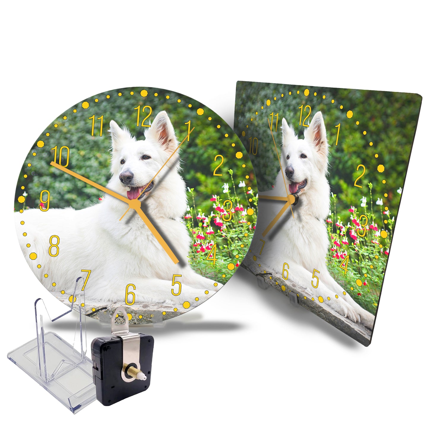 Hochwertige 30cm-Uhren Made in Alzenau Lautlose Uhr MDF Acryl: Motive Hunde
