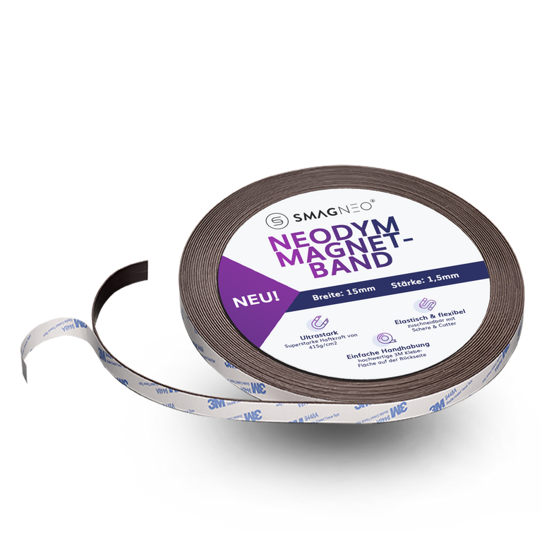 NEODYM Power-Magnetband METERWARE x 1,5 mm x BREITE selbstklebend