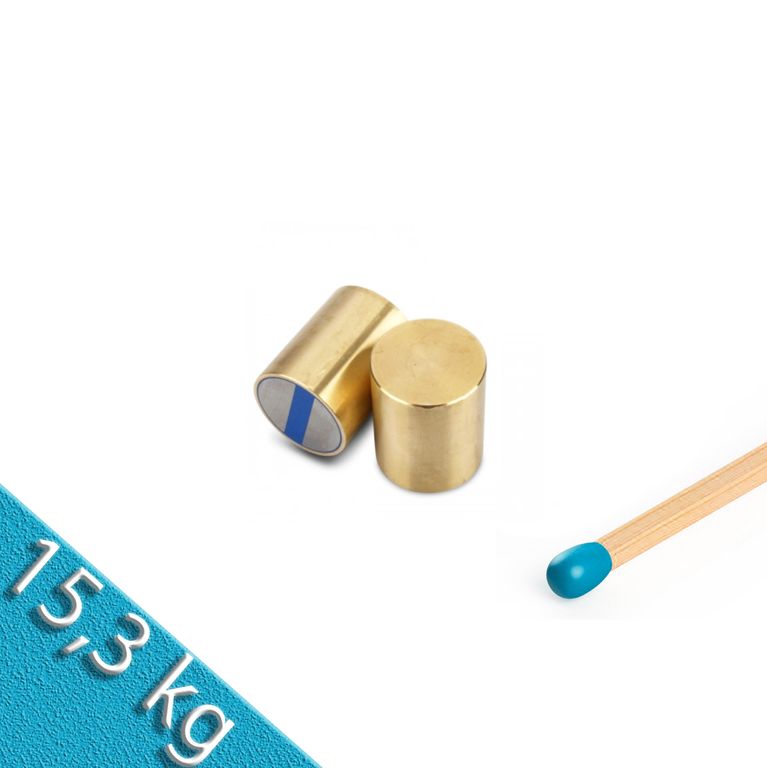 NdFeB-Stabgreifer Ø 16 x 20 mm, Messing, Passung h6 -15,3 kg