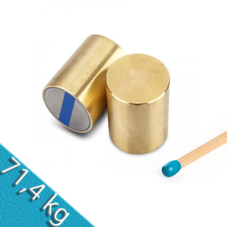 NdFeB-Stabgreifer Ø 32 x 40 mm, Messing, Passung h6 -71,4 kg