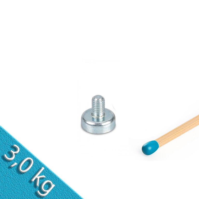 Neodym Flachgreifer Ø 13,0 x 4,5 mm, Gewinde M5x8, 3 kg