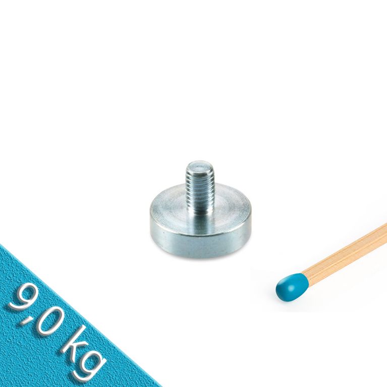 Neodym Flachgreifer Ø 20,0 x 6,0 mm, Gewinde M6x10, 9 kg