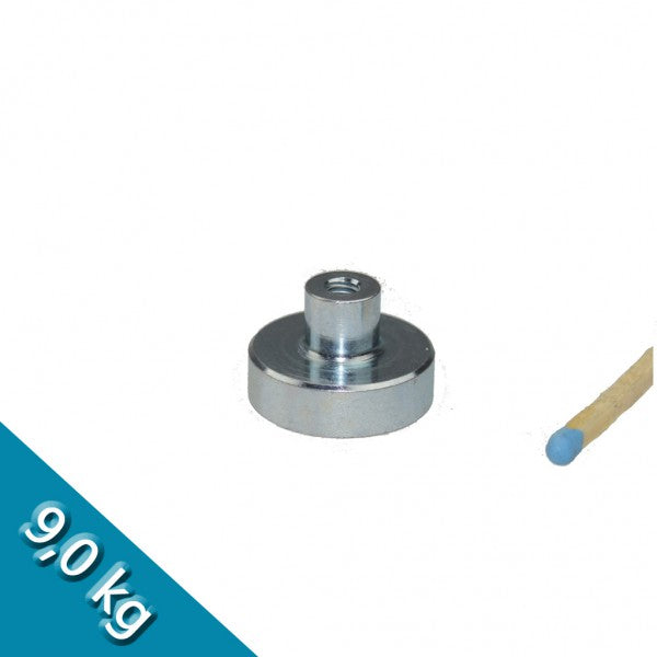 Neodym Flachgreifer Ø 20,0 x 6,0 mm mit Buchse M4 - hält 9 kg