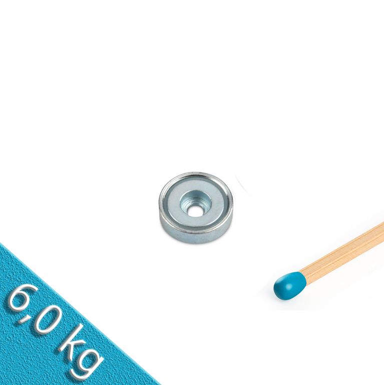 Neodym Flachgreifer Ø 20,0 x 7,0 mm mit Bohrung hält 6 kg