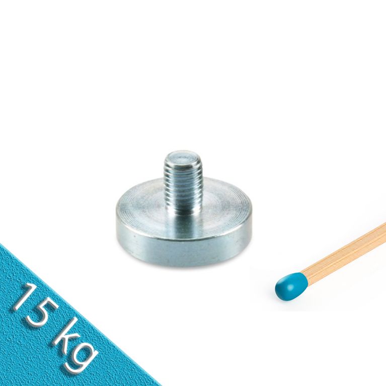 Neodym Flachgreifer Ø 25,0 x 7,0 mm, Gewinde M6x10, 15 kg