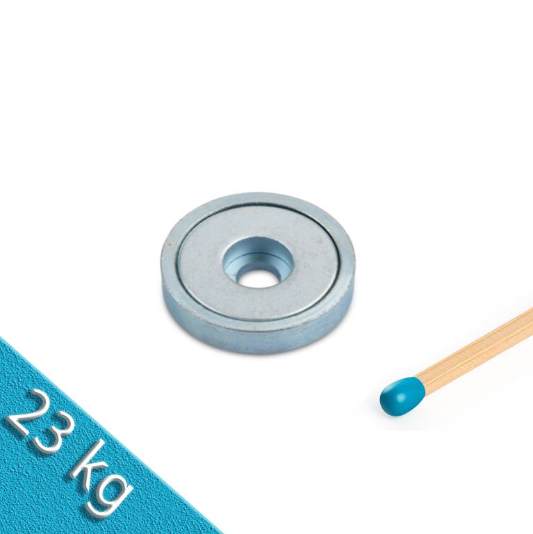 Neodym Flachgreifer Ø 32,0 x 8,0 mm mit Bohrung hält 23 kg