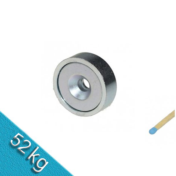 Neodym Flachgreifer Ø 40 x 8 mm mit Senkung hält 52 kg