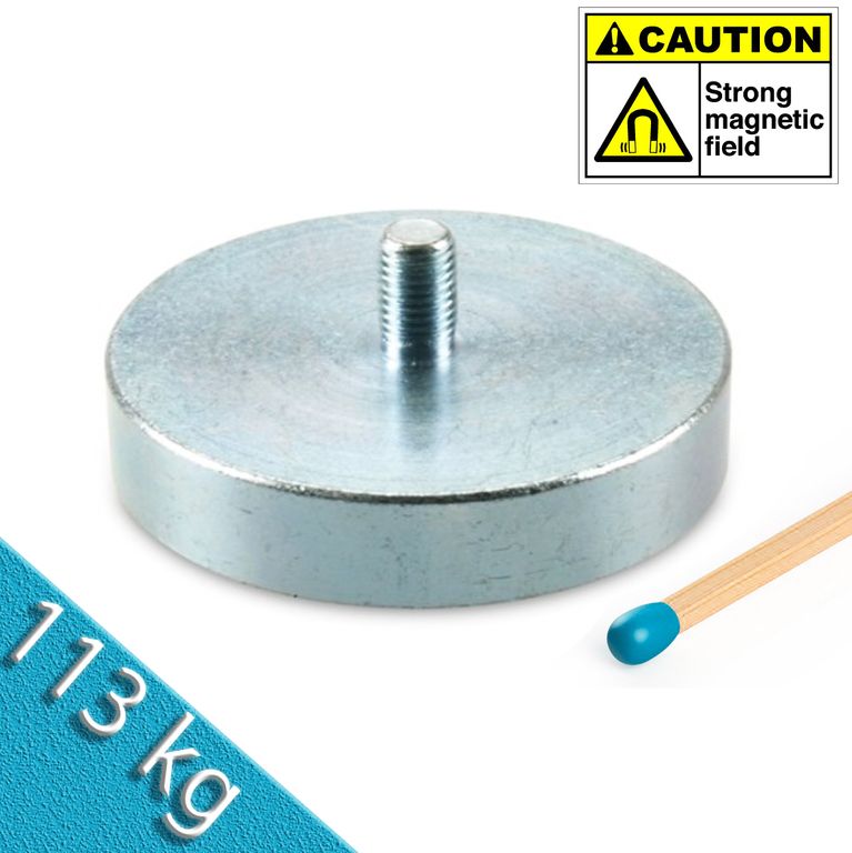 Neodym Flachgreifer Ø 60,0 x 15,0 mm, Gewinde M8x15, 113 kg