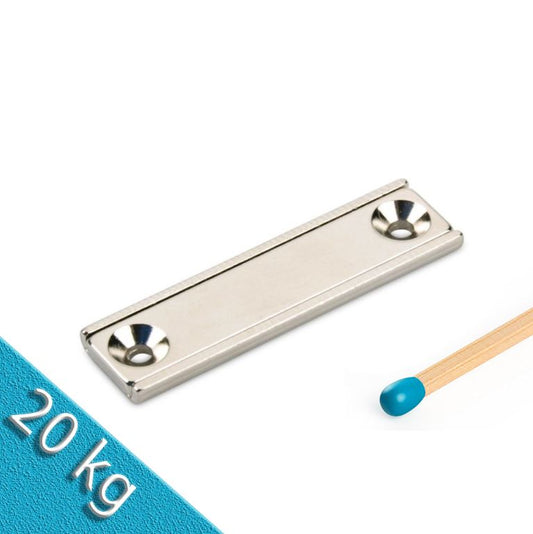 Neodym Flachleiste 65 x 13 x 5 mm mit Bohrung und Senkung - 20 kg