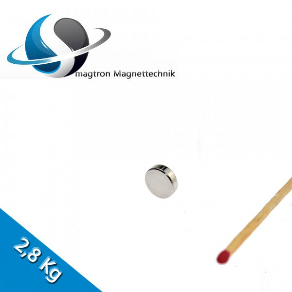 Neodym Scheibenmagnet Ø 12mm x 3mm N45 Nickel