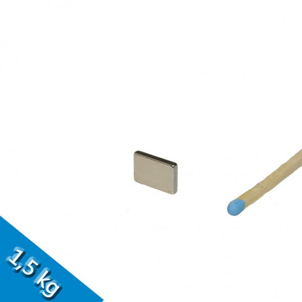 Quadermagnet 12 x 8 x 2 mm N50 Nickel - hält 1,5kg
