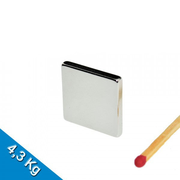 Neodym Quadermagnet 20mm x 20mm x 3mm N45 Nickel