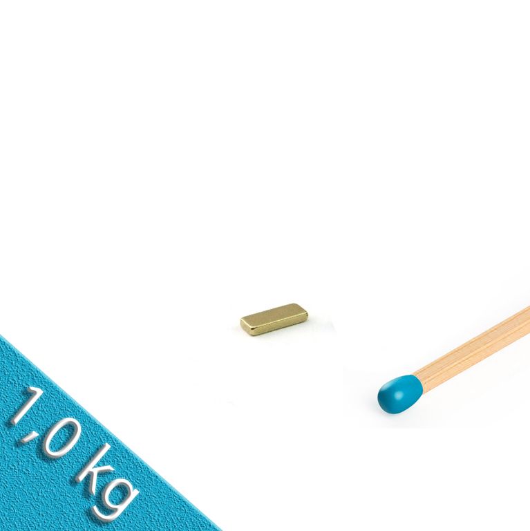 Quadermagnet 10,0 x 4,0 x 2,0 mm N50 Gold - hält 1 kg
