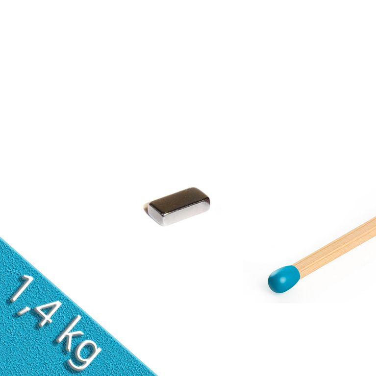 Quadermagnet 10,0 x 5,0 x 3,0 mm N40 Nickel - hält 1,4 kg