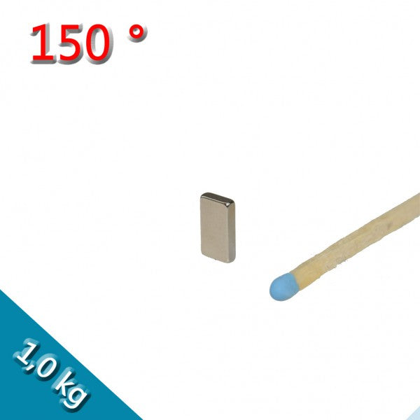 Quadermagnet 10,0 x 5,5 x 2,0 mm Nickel N45SH - hält 1 kg