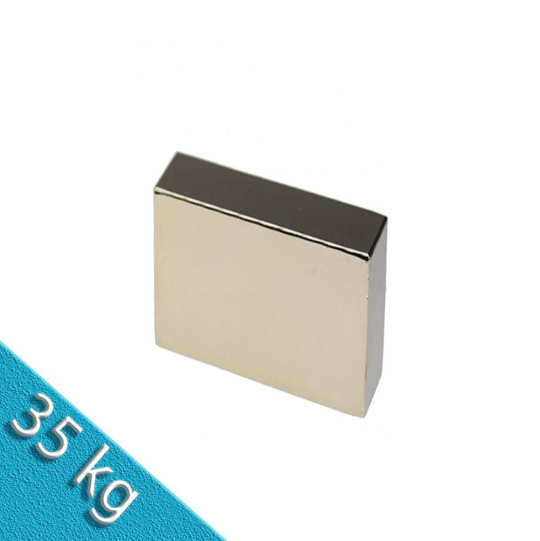 Quadermagnet 40,0 x 40,0 x 10,0 mm N40 Nickel - hält 35 kg