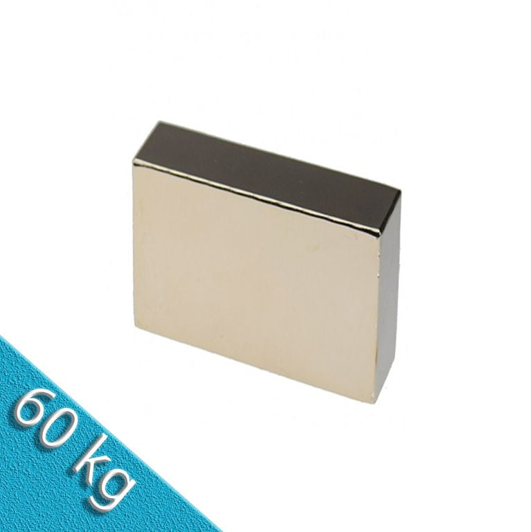 Quadermagnet 40,0 x 40,0 x 20,0 mm N40 Nickel - hält 60 kg