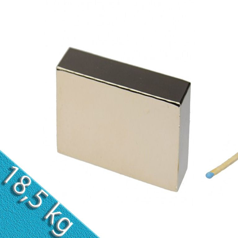 Quadermagnet 45,0 x 45,0 x 6,0 mm N40 Nickel - hält 18,5 kg