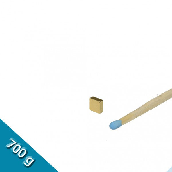 Quadermagnet 5,0 x 5,0 x 2,0 mm N45 Gold - hält 700 g