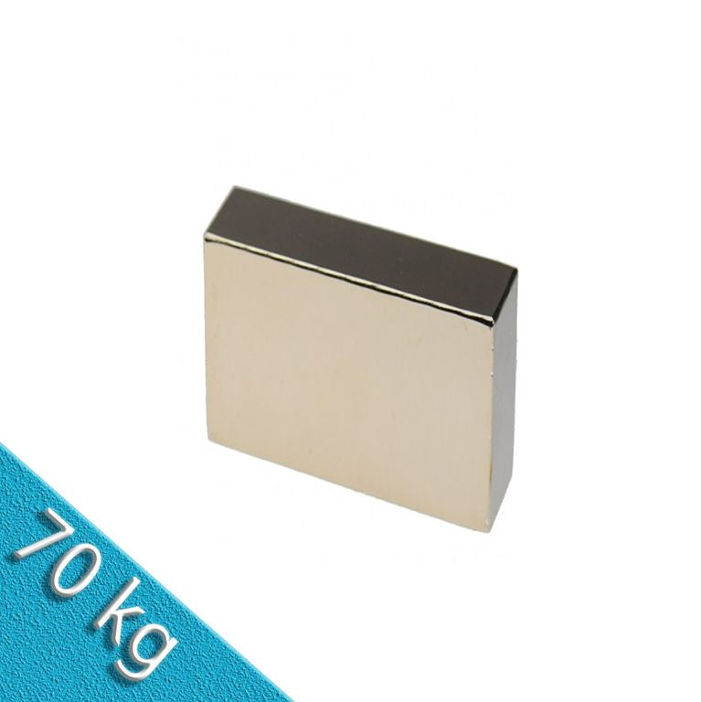 Quadermagnet 50,0 x 50,0 x 20,0 mm N40 Nickel - hält 70 kg