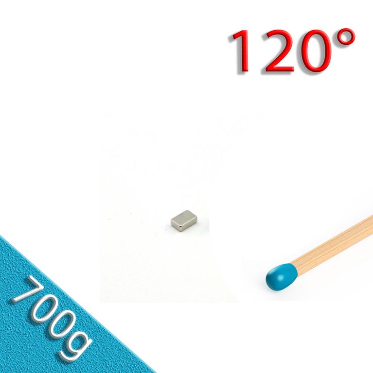Quadermagnet 6,0 x 4,0 x 2,0 mm N44H Nickel - hält 700 g