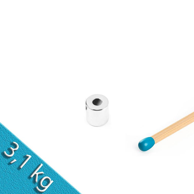 Ringmagnet Ø 10/4 mm x 10 mm Neodym N42 Nickel