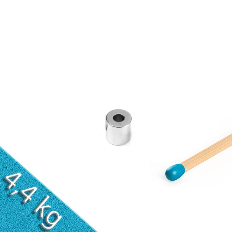 Ringmagnet Ø 12/5 mm x 12 mm Neodym N42 Nickel