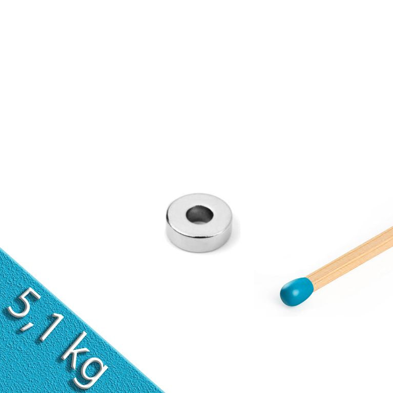 Ringmagnet Ø 15/6 mm x 6 mm Neodym N42 vernickelt