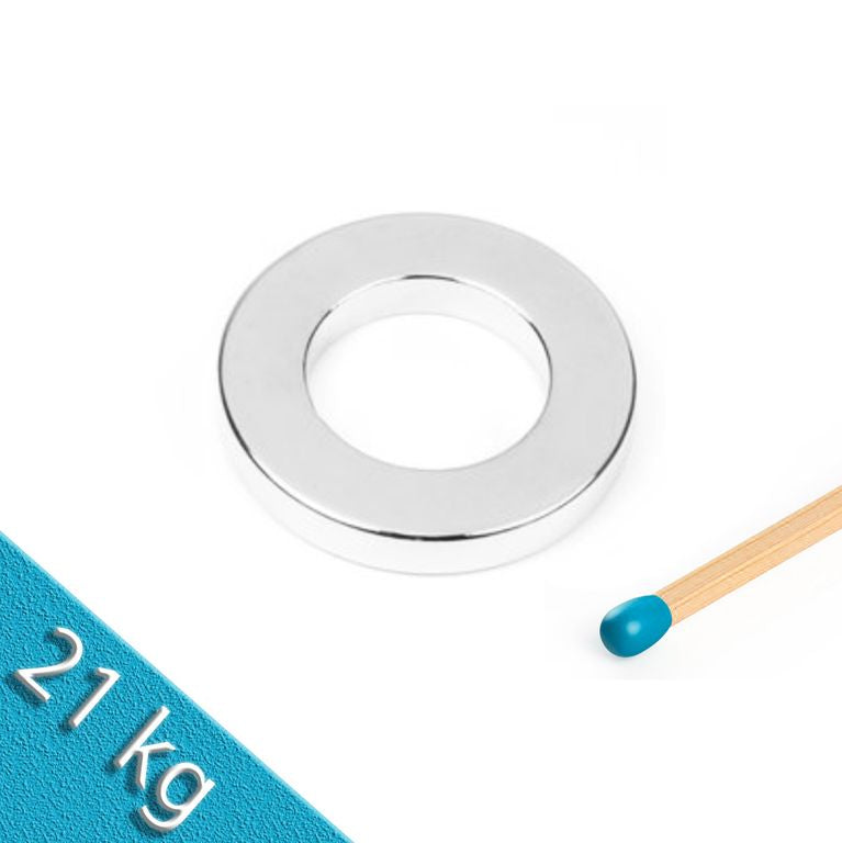 Ringmagnet Ø 40/23 mm x 6 mm Neodym N42 Nickel