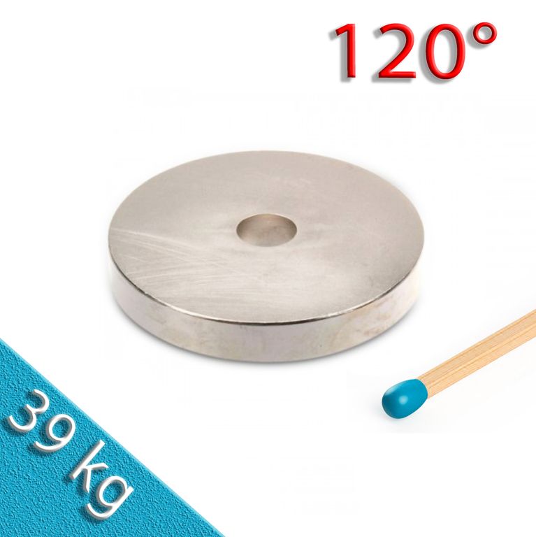 Ringmagnet Ø 63,5 x 12,0 x 10,0 mm N38H Nickel - hält 39 kg