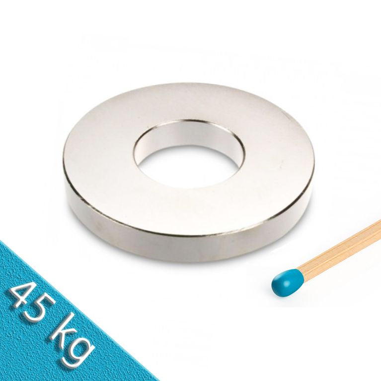 Ringmagnet Ø 70,0 x 30,0 x 10,0 mm N42 Nickel - hält 45 kg