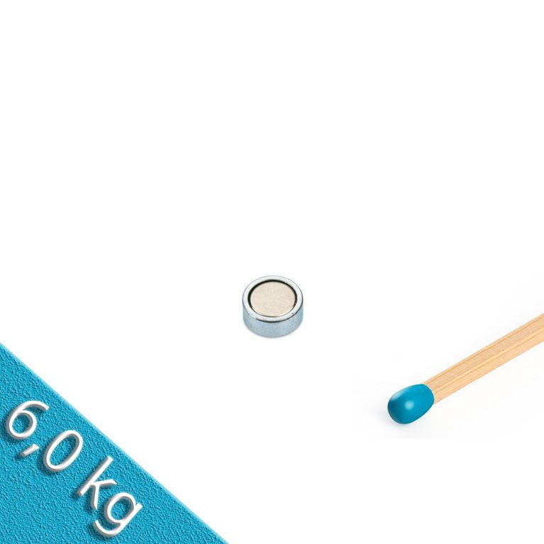 Neodym Flachgreifer Ø 10,0 x 4,5 mm, Zink - hält 2,5 kg