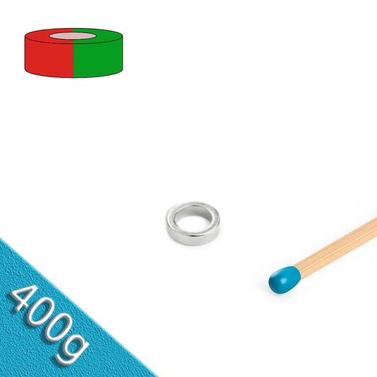 Ringmagnet 10/7 mm x 3 mm Neodym N45 Ø Nickel diametral magnetisiert