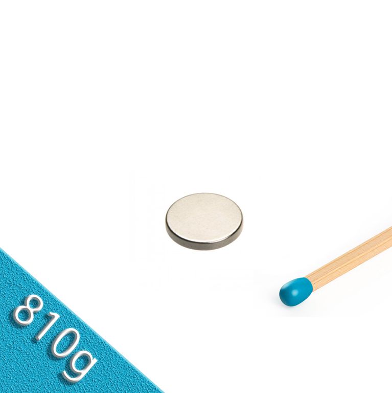 Scheibenmagnet Ø 10,0 x 1,5 mm N52 Nickel - hält 810 g
